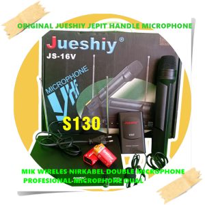 S130 ORIGINAL JUESHIY JEPIT HANDLE MICROPHONE MIC WIRELESS 16V KLIP CLIP DUAL MIK WIRELES NIRKABEL