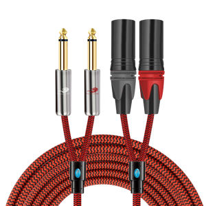 GOLLEY LION 1/4 Inch Dual 6.35mm Mono TS to 2 XLR Male Audio Cable for Microphone Mixer Camera Amplifier Soundbox