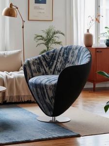 Mid-Century Style Swivel Casual Chair With Premium Feel Single Sofa Chair In Cotton And Linen