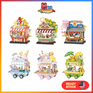 Toyzku LOZ IDEAS Street Shop Building Blocks Ice Cream Cafe Popcorn Takoyaki Mini Brick Toy Boy Girl
