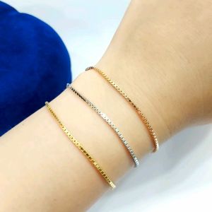 Gelang Perak Asli Silver 925 Lapis Emas Model Itali Biasa 1 Krincing - Perhiasan Perak Wanita