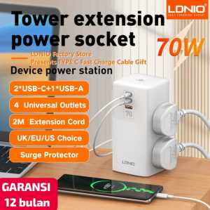 Tower Extension Power Soket LDNIO Sc4383 GaN 2500watt 200Cm Power Cord