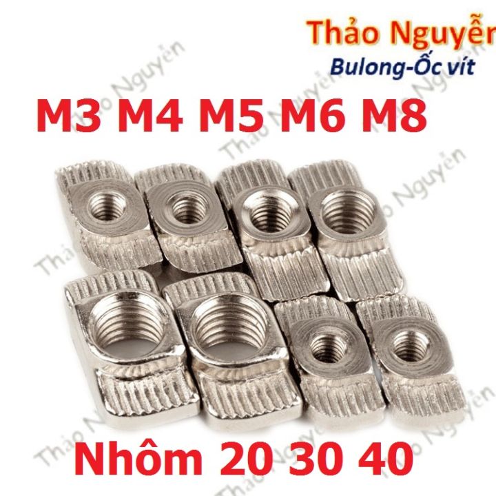Tán chữ T, Đai ốc T xoay cho nhôm định hình 2020 3030 4040 ren M3 M4 M5 M6 M8