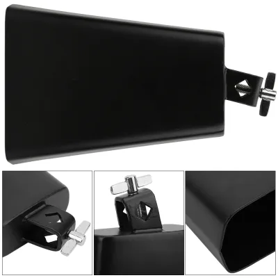 Cowbell Cattle Bell 7 Inch Black Metal Cowbell Percussion Musical Instrument for Collection (7in