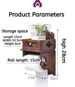 Teak Wall-mounted Toilet Paper Holder with Storage Kitchen Bathroom Toilet Dresser Multifunctional Paper Towel Holder