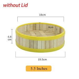 SWIFTTIDE 1Pcs Handmade Bamboo Steamer 3.5-8 inch With Lid Dumpling Steamer Durable Multi-function Kitchen Cookware Chinese Food Making