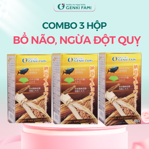 Combo Viên Uống Natto Ichou Bổ Não Phòng Ngừa Đột Quỵ Giúp Ngủ Ngon Genki Fami Nhật Bản Hộp 90 Viên