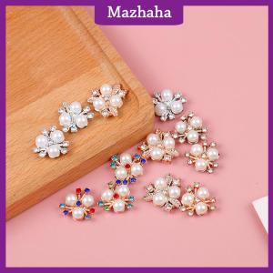 Mazhaha 10ชิ้นกระดุมพลอยเทียมรูปดอกไม้มุกวิบวับงานฝีมือ DIY