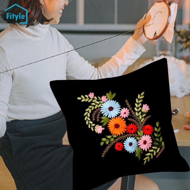 Fityle Embroidery Pillow Covers Kits Cross Stitch Pillow Case Needlework Adults