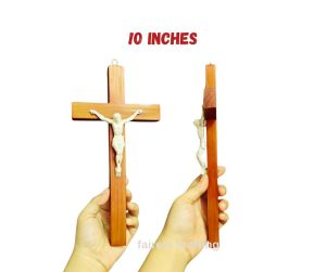 Crucifix 10 Inches | White Jesus Christ | Wooden Cross  This elegant 10-inch wooden crucifix features a serene white figure of Jesus Christ symbolizing peace and purity. Crafted from high-quality wood it’s perfect for hanging on walls in your home pray