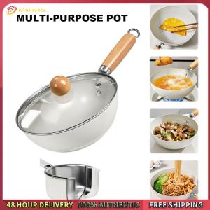Winnereco Ceramic Woks & Stir-Fry Pans with Lid Induction Cookware Round Flat Bottom Cookware for Induction Cooktops/Gas Stoves
