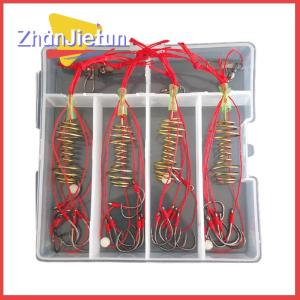 zhanjietun 4pcs High Carbon Fishing Hooks Carp Spherical Feeder Bomb Proof Hanging Explosion Hook Tool Spring Anti-winding Explosion Hook