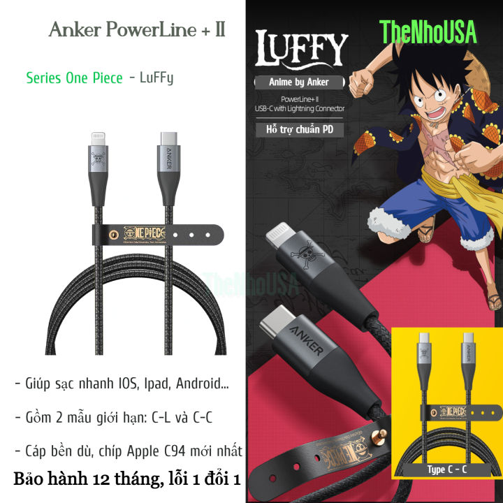 Cáp sạc nhanh Anker Powerline +II USB C - lightning/C - C One Piece - A9540/A9541 [BH 12T]