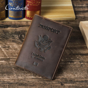 CONTACTS Genuine Leather Travel US Passport Wallets American Eagle Embossed Card Holder United States Emblem Passport Cover2026