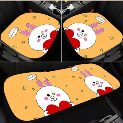 3pcs Car Seat Cushion Cute Cartoon Car Seat Cushion Anti-slip Dirt-resistant and Easy To Clean Full Car Seat Cushion Front Rear Seat Cushion