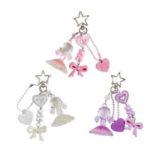 Dancing Girl Heart Bowknot Keychain Elegant Ballet Design Lightweight Accessory For Women Girls Bag Car Decoration