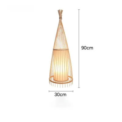 Japanese Floor Lamp Living Room Lamp Wicker Woven Bamboo Standing Lamp Shade Rustic Retro Side Lamp For Bedroom Living Room Tea House