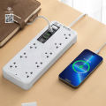 ปลั๊กไฟ 8ช่อง ทางพร้อมพอร์ต USB+PD 3ช่อง ปลั๊กไฟ 8ทาง  ซ็อกเก็ตขยาย USB ซ็อกเก็ตไฟ ปลั๊กไฟ 3 M/5 m/8 m. 