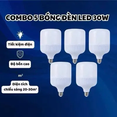 Bộ 5 bóng đèn Led 30W cao cấp tiết kiệm điện - Ánh sáng trắng