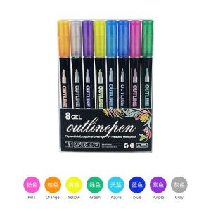 DIY Handbook Color Highlighter Pen Greeting Card Marker Double Line Pen Flash Marker Outline Pen