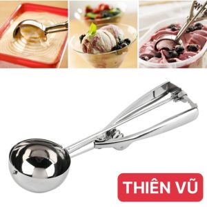 Muỗng múc kem đầu tròn inox 304 loại 1 tiện lợi - gia dụng THIÊN VŨ