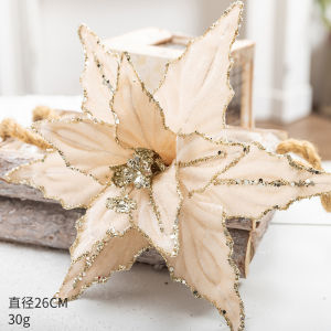 Christmas Glitter Flowers Christmas Tree Wreath Ornaments Poinsettia Artificial Flower Xmas Decor