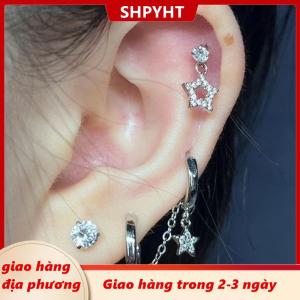 [COD] SHPYHT Giao hàng địa phương 1pcs bạc màu sao chuỗi đôi tai lỗ tai xương móng tay Y2K thời trang hottie Bông tai cho phụ nữ đồ trang sức