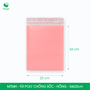 MTS4H - 34x23 cm - Combo 50 túi gói hàng chống sốc bọc bóng khí - Màu hồng Pastel