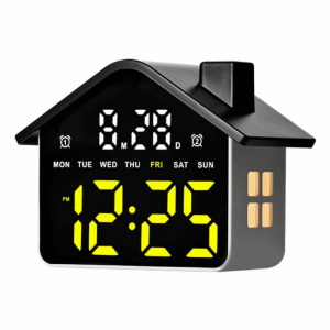 GRACE House Shaped LED Alarm Clock Minimalist Night Light Digital Table Clock Multifunctional Date Week Display Electronic Clock Bedside Decoration