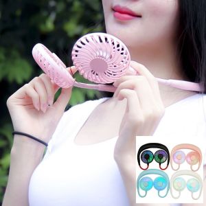 พัดลมมินิ พัดลมพกพา พัดลมจิ๋ว แบบคล้องคอพร้อมพัดลม USB ชาร์จคู่ พัดลมระบายร้อน**