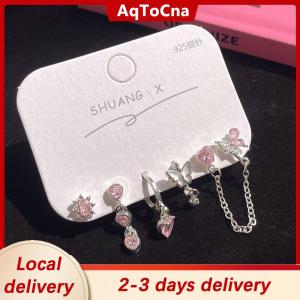 [COD] AqToCna Ship within 24 hours 6Pcs Fashion Sweet Heart Stud Earrings For Women Girls Personality Fashion Temperament Earrings Jewelry Accessories Gifts