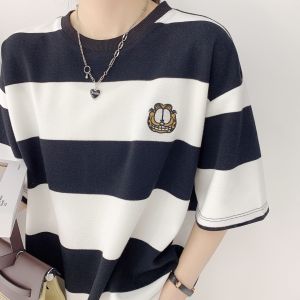 QKKshop 🪐เสื้อยืดแฟชั่นคุณผู้ชาย เสื้อยืดแขนสั้น ลายทาง💐เสื้อยืดที่ผู้หญิงใส่ได้ผู้ชายใส่ดี👕