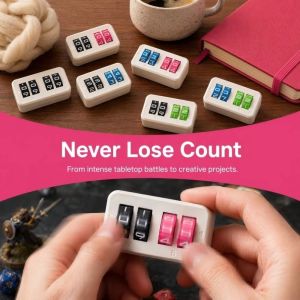 TEN 4 Digit Display Board Game Score Tracker Rotating Number Dials Flexible Adjustable Wheel Scorekeeper Mini Date-Time Display 4 Digit Life Counter Group Activities