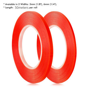3mm 6mm Clear Double Sided Red Line Tape for Diy Scrapbooking Card Making Heat Resistant Super Sticky Adhesives Roll 50M Long
