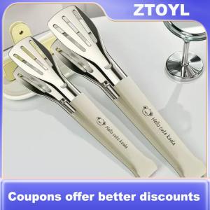 【ZTOYL】 Stainless Steel Food Tongs Kitchen Utensils Buffet Cooking Tool Anti Heat Bread Clip Pastry Clamp For Desserts Salads Barbecue