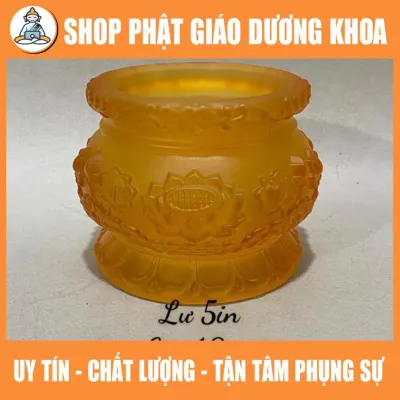 Lư Hương Thờ Cúng Lưu Ly Màu Màu Vàng Nhiều Size