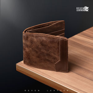 Reven Leather Jakarta - Beswara Dompet Lipat Pendek Kulit Sapi 2 Warna Model Crecking Leather Modern Klasik Model Unik Awet Simpel