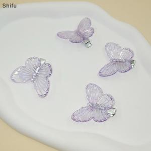 [ShiFu] Purple Butterfly Hairpins Girl Hair Clips Barrettes Women Sweet Hair Ornament Rainbow Headwear Fashion Hair Accessories