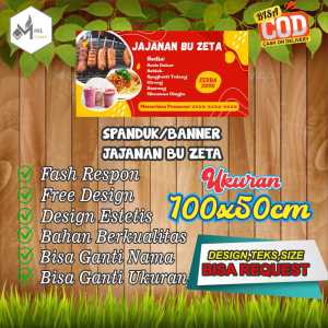 Spanduk Banner Size 100x50cm Jajanan Bu Zeta Free Custom Design