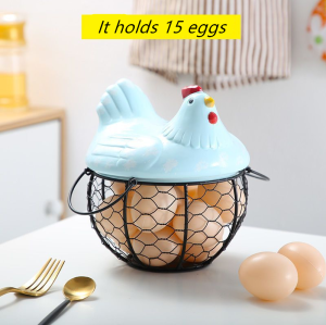 Metal-Ceramic Egg Basket For Kitchen Household Garlic Potato Food And Fruits