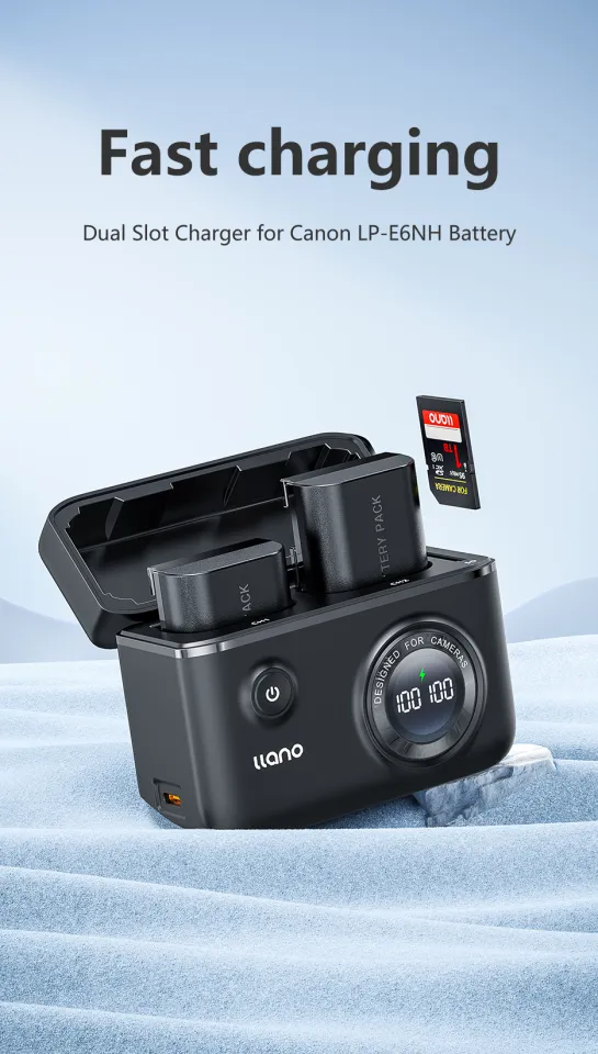 LLANO Canon LP-E6NH Camera Charger Dual Slot Digital Display with