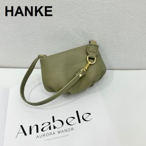 HANKE Womens Genuine Leather Small Coin Purse Change Zipper Wallet Mini Handbag with Wrist Strap Lipstick Cosmetics Organizer Bag