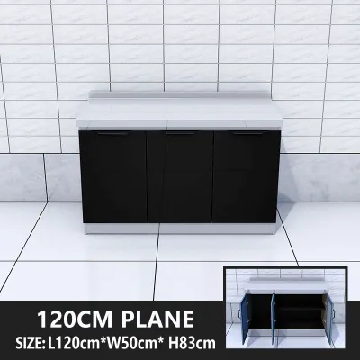 Ready Stock Modern Black Door Stainless Steel Gas Stove Cabinet Kitchen Countertop Kabinet Dapur Gas Memasak Keluli Tahan Karat Mudah Dicuci Almari Penyimpanan Barang Furniture Heavy Duty Modular Cooking Station Kalis Air Anti Anai Ana