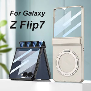 Hinge Armor Case for Samsung Galaxy Z Flip 7 Magsafe Charge Ring Holder Screen Protective Cover For Galaxy Z Flip7 Case