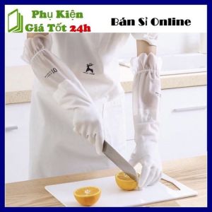 Găng Tay Cao Su Bọc Nỉ Dài Tay - Găng Tay Con Hươu Cao Su Siêu Dai Rửa Chén  Rửa bát  Giặt Giũ Bảo Vệ An Toàn Cho Đôi Tay - Bao Tay Cao Su Bo Chun Siêu Dai  Siêu Bền Loại Tốt
