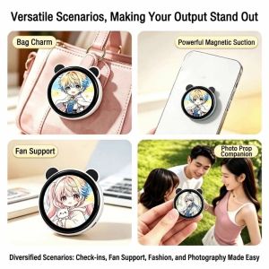 PYA94 ic ic Electronic Badge Interactive Light‑Up Trendy Collectible Pendant Fashionable Compact Lightweight Smart Decor Pin Bag Backpack