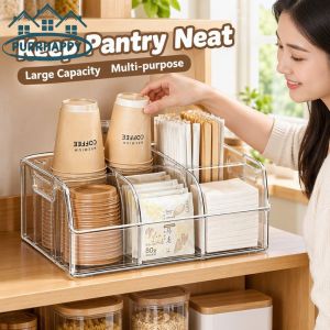 Purrhappy Thickened Extra Large PET Storage Box Detachable Partition Household Snack Beverage Organizer Large Capacity Multi Purpose