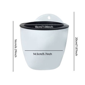 【Local Delivery+COD】Wall Mounted Self Watering Flower Pot – Large Plastic Round Hanging Planter for Pothos – 90° Vertical Design – Includes Inner Basket & Cotton String – White – Para sa Pader na Paso