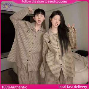 Cloud Cotton Pajamas Women Long-Sleeved Cartoon Stripes Couple Mickey Stripes Cute Homewear Pajamas