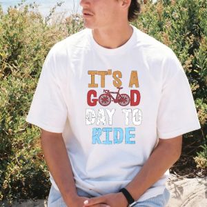 [Local Stock] VCC Its A Good Day To Ride Multicolor Slogan Bicycle Letter Print Summer Pure Cotton Men Tee Casual Fashion Short Sleeve Top